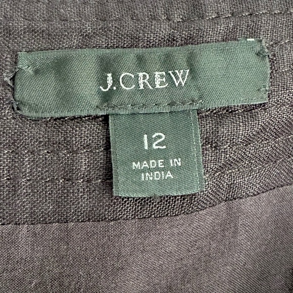 J. Crew Linen Wide Leg Cropped Jumpsuit Spaghetti Strap Soft Black Size 12 - Picture 7 of 7